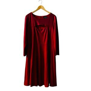 Eloquii Cut Out Front Long Sleeve Crew Neck Dress Size 18 Red